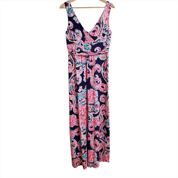Lilly Pulitzer Women Sloane Maxi Dress L Pop Up For The Halibut Sleevele… - Picture 3 of 11